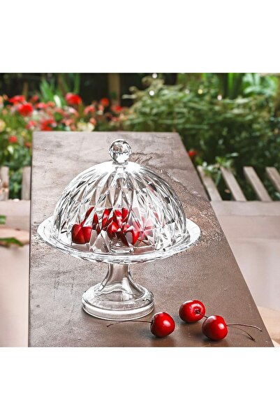 Kosova Çırağan Home Cam Kapaklı 22 Cm Ayaklı Kek Fanusu Sunumluk Küçük Boy