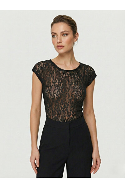peralist Black - Lace Transparent Elegant Blouse