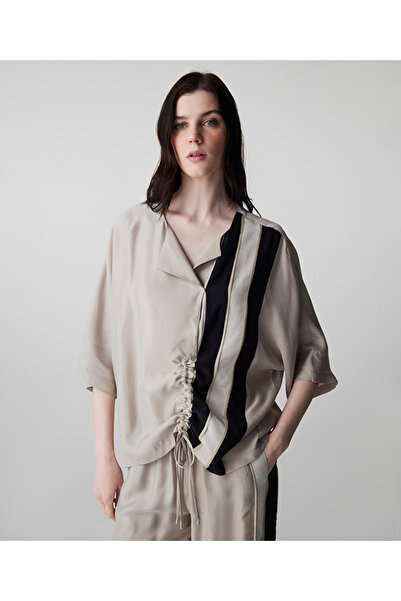 İpekyol Ayarlanabilir büzgülü colorblock bluz