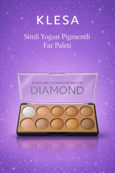 KLESA Simli Yoğun Pigmentli Far Paleti 10 Renk Işıltılı Günlük ve Gece Makyajı