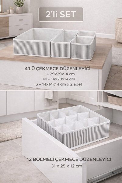 Genel Markalar 4'lü Çekmece Düzenleyici & Çok Amaçlı Düzenleyici 12 Bölmeli Ç...