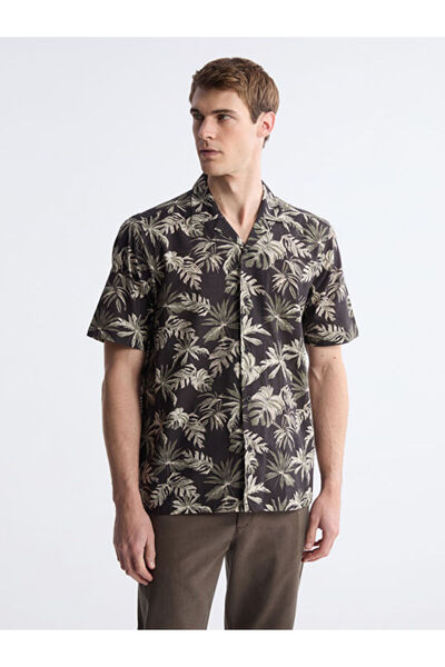 LC Waikiki Regular Fit Resort Collar Short Sleeve Patterned Poplin Men's Shirt
