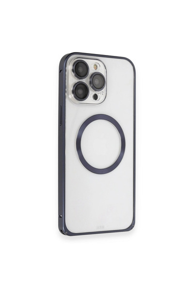 eco port iPhone 15 Pro Max Case Metal Bumper Magneticsafe Cover - Navy Blue