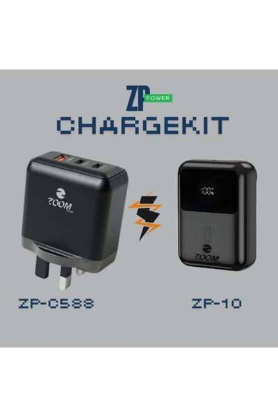 Zoom Plus ZP TurboForce Kit – 50W Charging Adapter + 10000mAh Dual Output Pow...