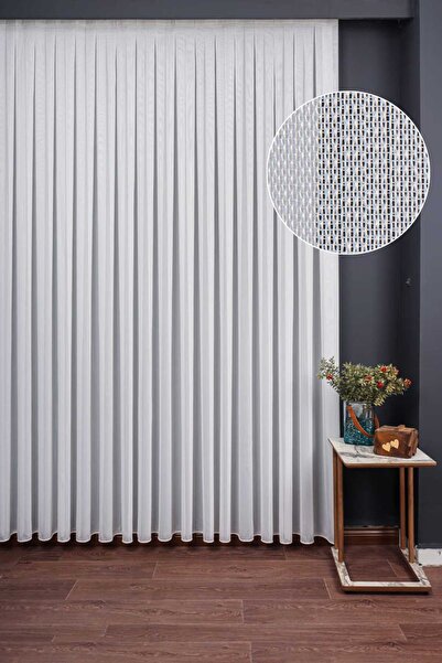 Vefa Home Tekstil Tül perde Kar Desen Etek Kurşunlu pilesiz [1X1]