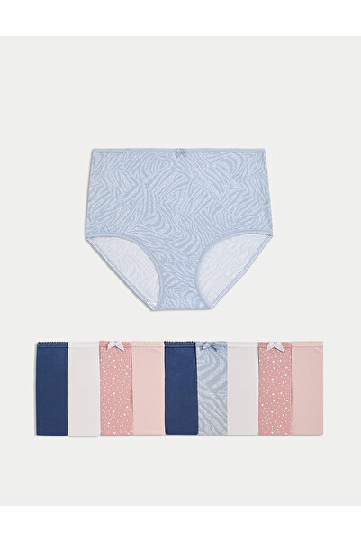 Marks & Spencer 10’lu Pamuk Karışımlı Lycra Full Brief Külot Seti