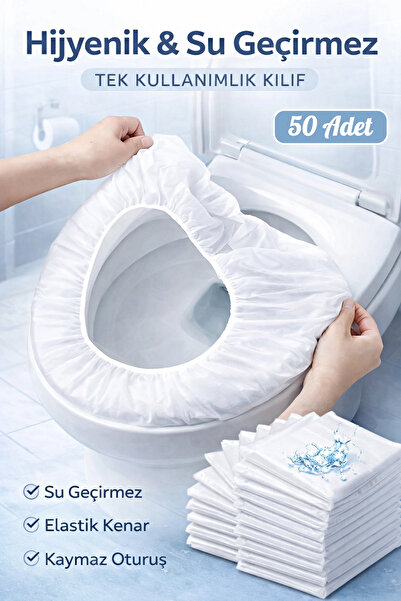Tilbe Home 50 Adet Tuvalet Klozet Kapağı Kılıfı | Tek Kullanımlık Su Geçirmez...