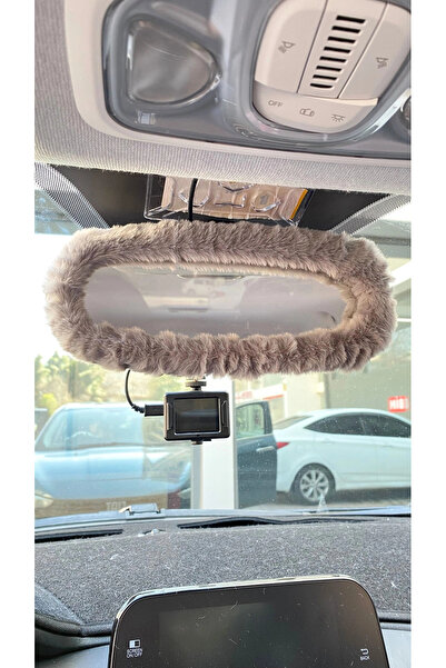 Blingston Husă pentru oglindă retrovizoare de pluș ornament gri