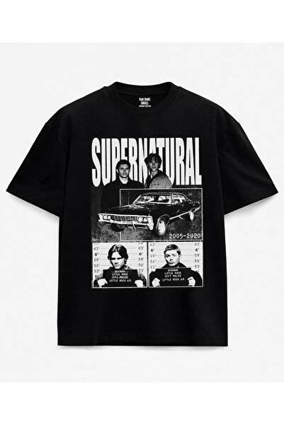 kun inaki Supernatural Dean Winchester Sam Winchester Baskılı Siyah Unisex Ti...