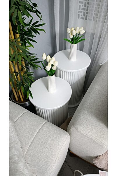 CANDANPREMIUMDESIGN Yuvarlak Minimalist Bohem Yan Sehpa