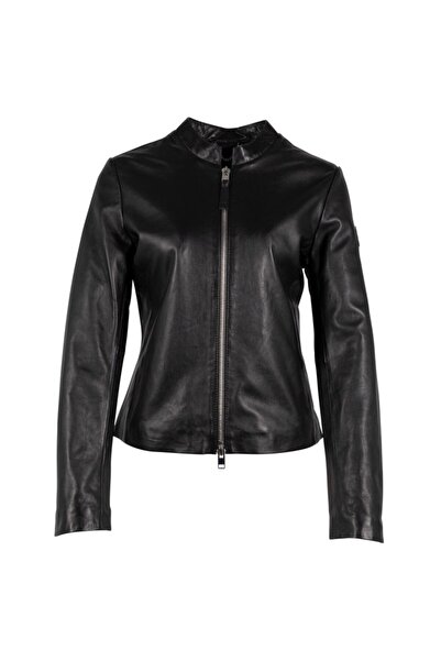 mauritius Women's Silver Black Leather Jacket MWYamila