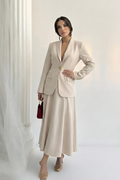 Potenza Costum pentru femei, cu un singur buton, detaliat, guler ridicat Blaz...