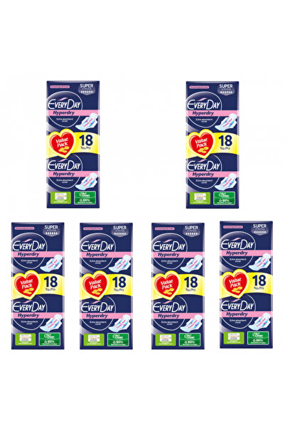 EveryDay Set of 6 Hyperdry Super Pads, 18 pcs