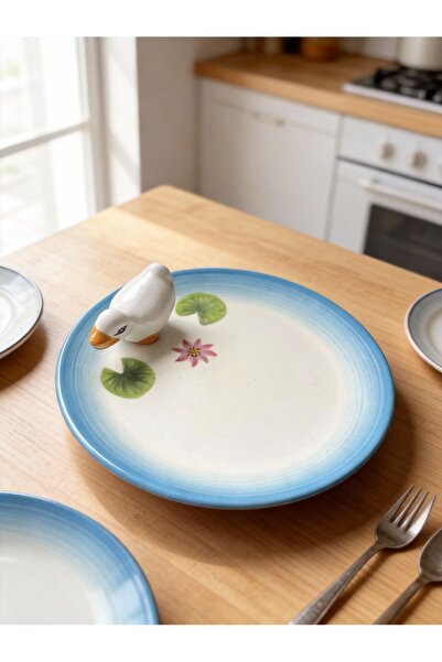 Ceramillion El Yapımı Ördek Figürlü Seramik Sunum Tabağı