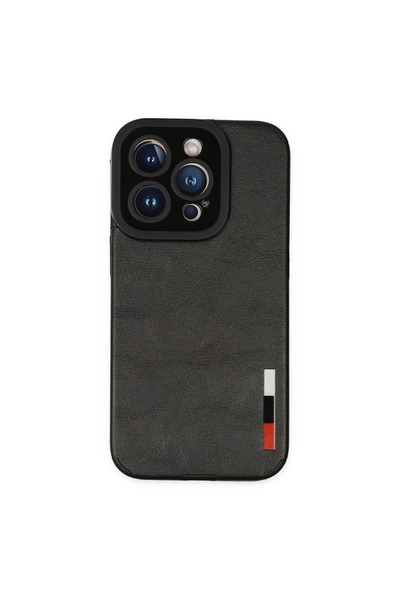eco port Iphone 14 pro case loop leather silicone - black