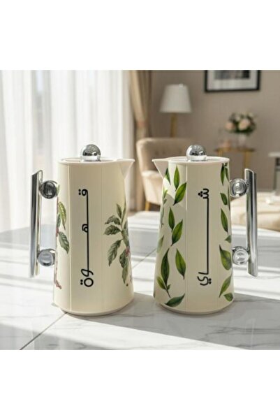 Generic طقم ترمس عصري للشاي والقهوة، سعة 1 لتر + 1 لتر