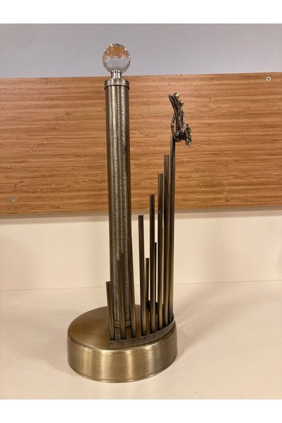 PLUS HOME Paper Towel Holder Brass Color Antique Vintage Height 34 cm