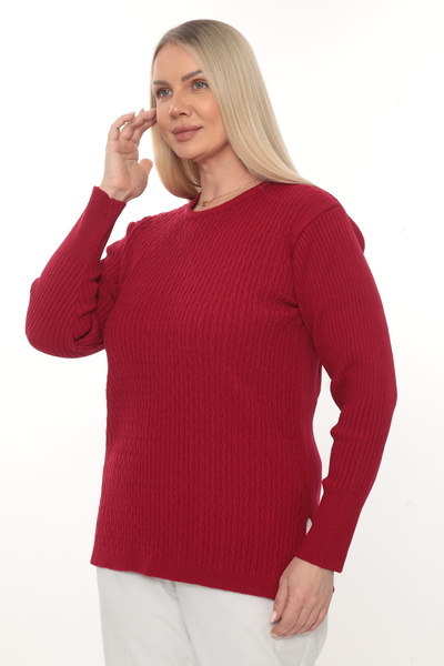 İKSUN Women's Long Sleeve Crew Neck Knitwear Sweater Blouse Combed Cotton Mot...