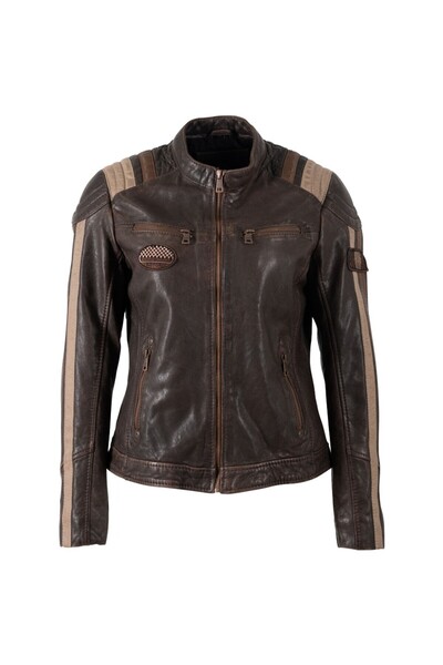 mauritius Women's Brown Leather Jacket MWSpeeda