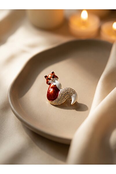 SR Jewelry Box Zarif Tilki Figürlü Taşlı Broş – İnci Detaylı, Masalsı & Sofis...