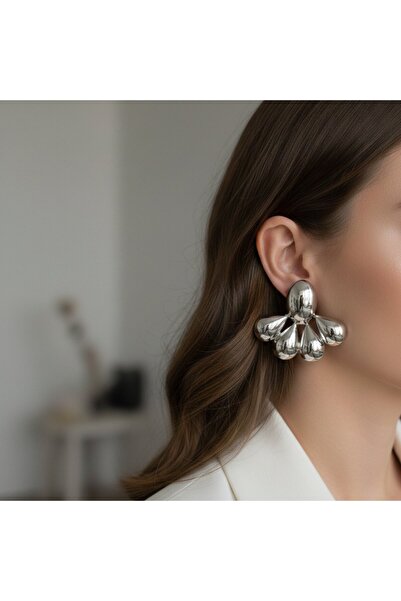 LENTE AKSESUAR Women's Silver Color 3D Balloon Drop Figured Modern Earrings (...