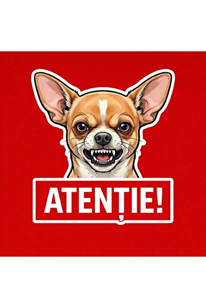 OEM Warning sign banner Attention Chihuahua Dog 30x30cm