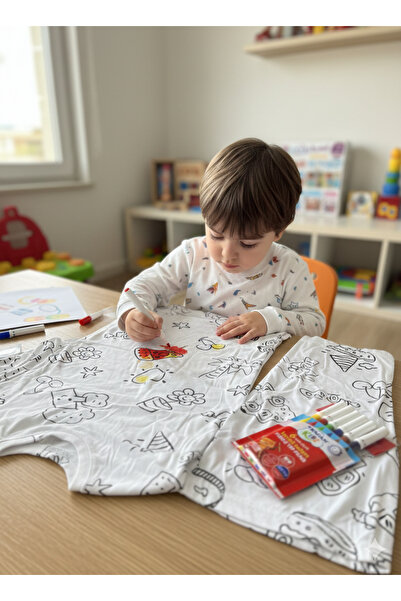 PİJALİNA TOPTAN PERAKENDE VE ONLİNE TEKSTİL Paintable Children's Pajama Set -...
