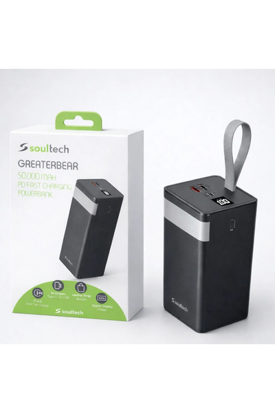 Çerçi Teknoloji Soultech GreaterBear 50.000 mAh PD Hızlı Şarj Powerbank Dijit...