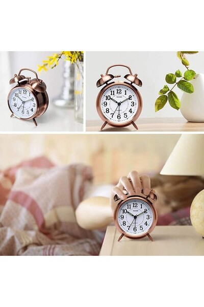 Skygo Orta Boy Nostaljik Metal Çalar Masa Saati