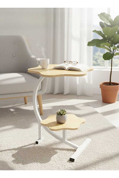 Ropi An elegant C-shaped side table with cloud or flower-shaped tops