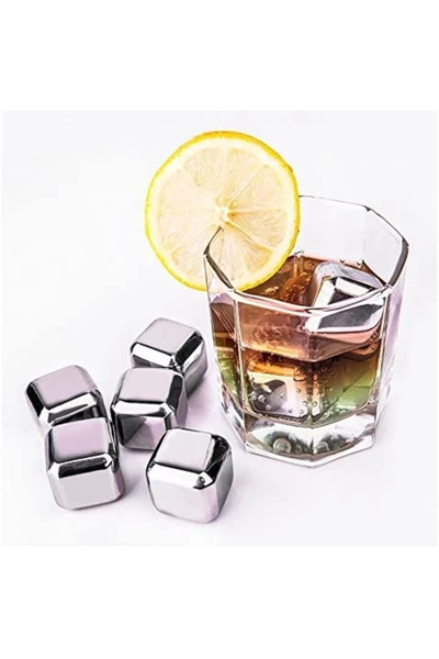 Genel Markalar 6'lı Çelik Metal Kaplama Viski Taşı Soğutma Buz Küpü