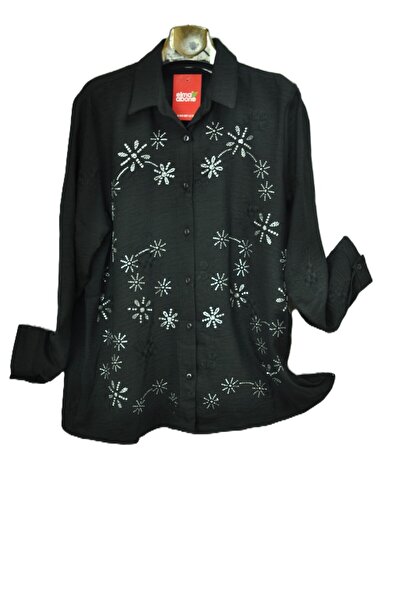 elma abone Plus Size Women's Stone-Washed Linen Shirt