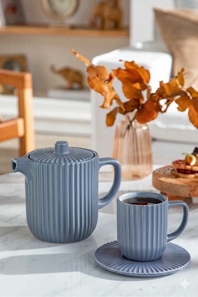 English Home Martinez Seramik Demlik Seti 1000 Ml + 300 Ml Mavi (kutusuz)