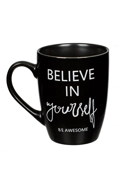 OEM New Bone Mug with "Believe in Yourself" Message, Matte Black, 8.5 x 10.5 ...