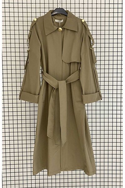 Armine TREND yeni sezon GOLD DETAYLI GİZLİ DÜĞMELİ OMUZ APOLETLİ KUŞAKLI YAZL...