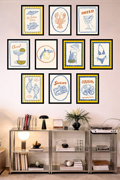 UNT 10-Frame Look Kitchen |   Modern |   Retro Wall Poster Painting Set – 15X...