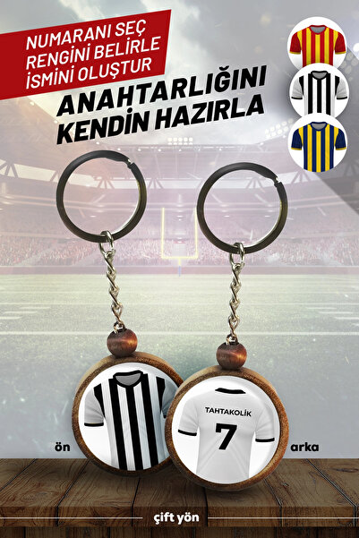 Tahtakolik Wooden Forma Keychain Black White