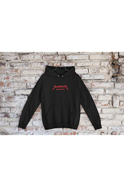 MG Alcoholica Printed Cotton Long Sleeved 3-Thread Shardoon Unisex Hooded Swe...