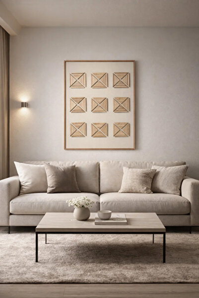 MARIA HOMES Geometric Wooden Wall Art - (120*80 cm)