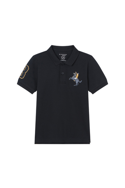 Giordano Kid's Cotton Polo with Napoleon Embroidery