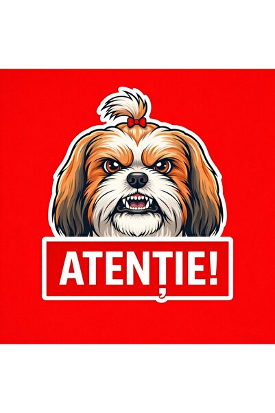 OEM Warning sign banner Attention Shih Tzu Dog 30x30cm