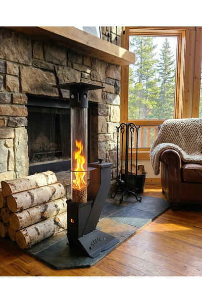 VoomeDesign Voome Design Cam Borulu Pelet Sobası | Modern Bahçe Şöminesi & Dı...