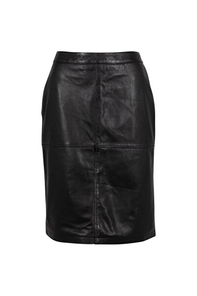 mauritius GWSwante Women's Black Leather Skirt