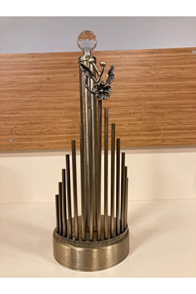 PLUS HOME Paper Towel Holder Brass Color Antique Vintage Height 34 cm