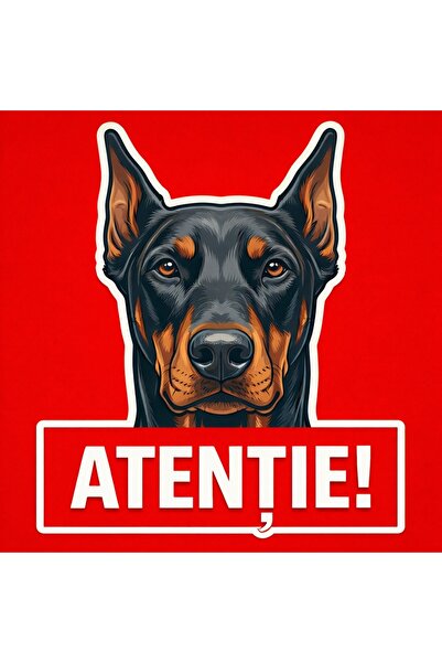 OEM Warning sign banner Attention Doberman Dog 30x30cm