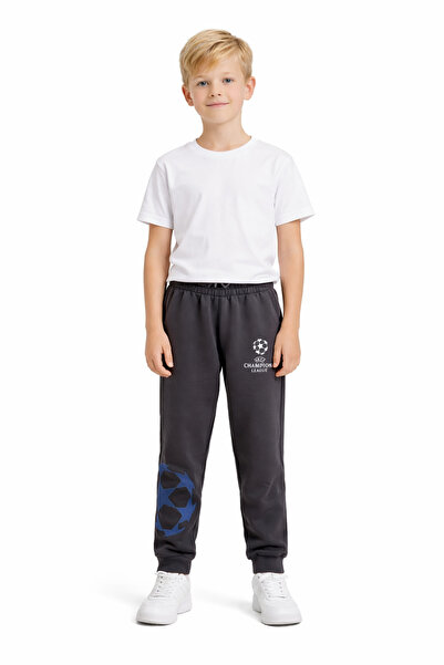 Enie Boys' Champions League Printed Anthracite Color Sweatpants