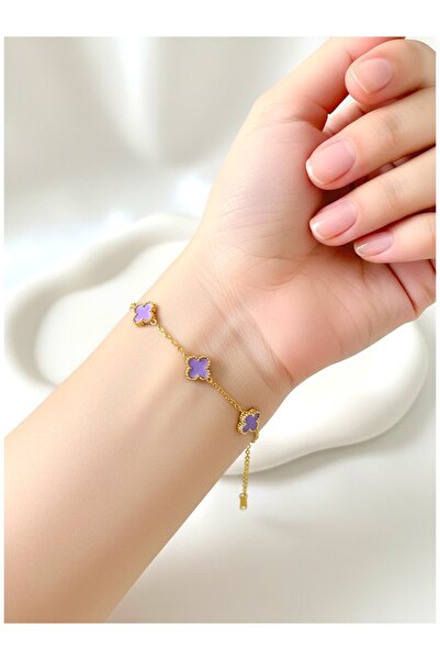 ATALYA ACCESSORY سوار ميني يونكا النسائي – لون ذهبي مع أحجار أرجوانية، مصنوع ...