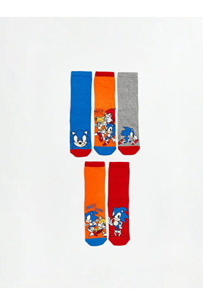 LC Waikiki جوارب مختلطة للأولاد مطبوعة بتصميم سونيك، عبوة من 5 قطع