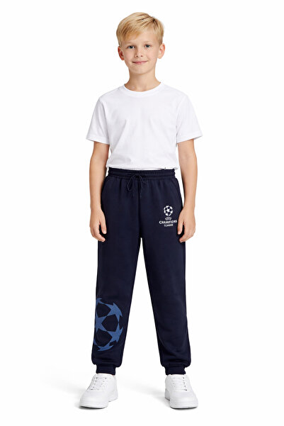 Enie Boys' Champions League Printed Navy Blue Color Sweatpants