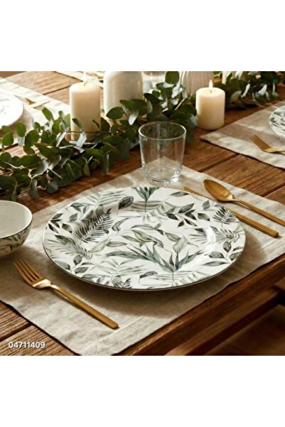 Generic Round Reinforced Plastic Dinner Plate - Leaf Pattern (High Quality)